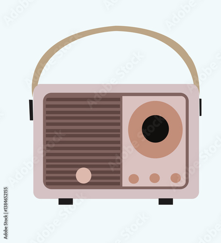 retro style orange radio.old retro vintage radio tuner receiver icon. National World Radio Day. 