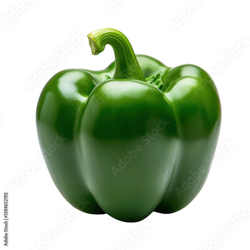 Fresh green bell pepper isolated on a white background isolated against a transparent background.