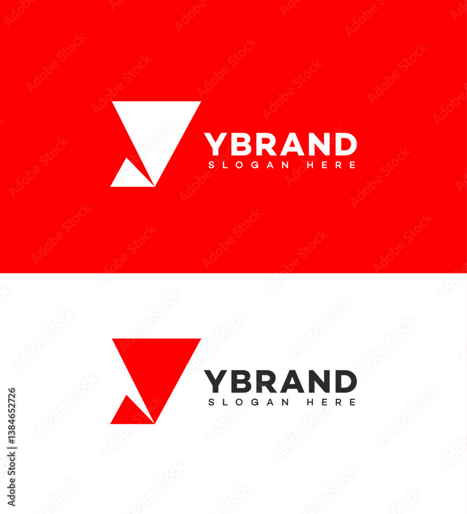 Modern Y Brand Logo Design Red, White, Geometric, Minimalist, Triangle Modern Y Brand Logo Design Red, White, Geometric, Minimalist, Triangle