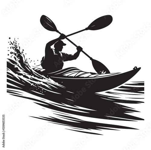 kayak icon silhouette vector illustration on a white background. 