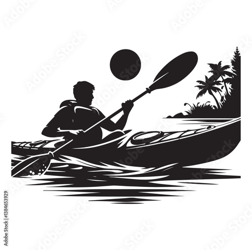kayak icon silhouette vector illustration on a white background. 