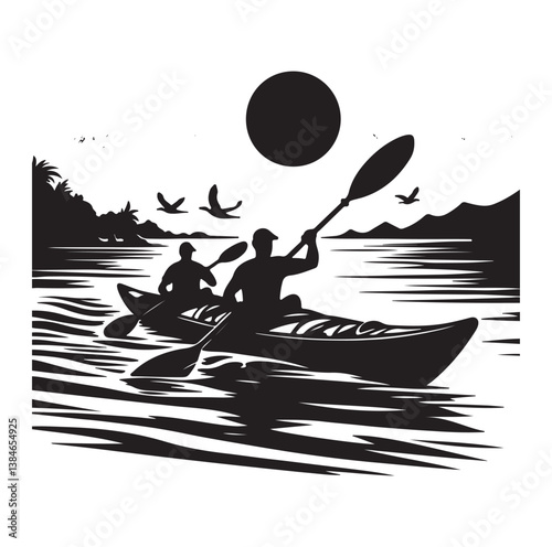 kayak icon silhouette vector illustration on a white background. 
