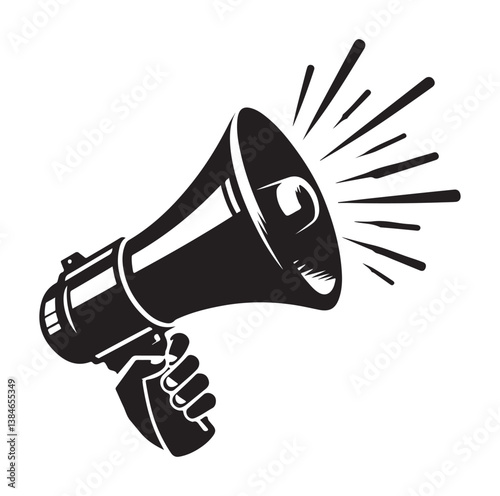 Screaming megaphone silhouette vector style with white background Art & Illustration.