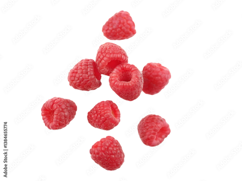 Fresh, red raspberries, a sweet and healthy fruit, isolated on white. Fresh, red raspberries, a sweet and healthy fruit, isolated on white.