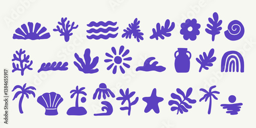 Set of symmer, sea, beach abstract shapes collection.