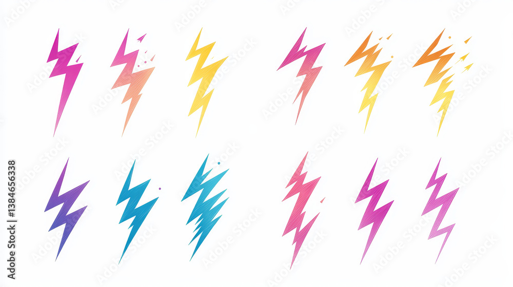 Obraz premium Lightning icons and symbols set on white background, such a template. Jpeg version also available in gallery