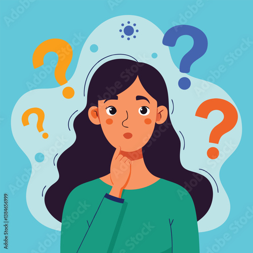girl thinking vector illustration
