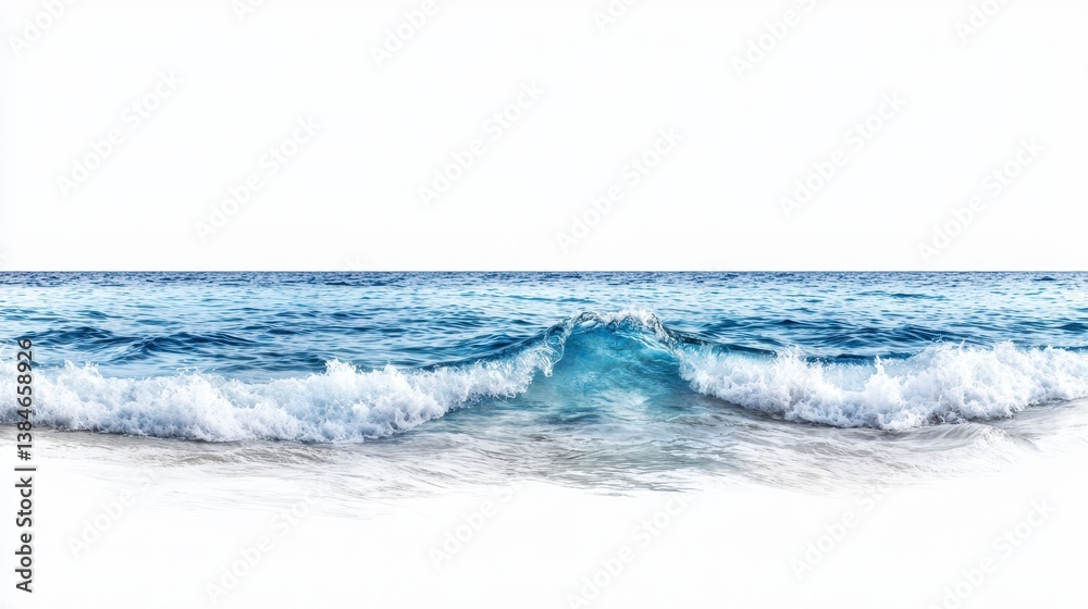 Obraz premium Stunning ocean waves crash against the shore under a clear sky.