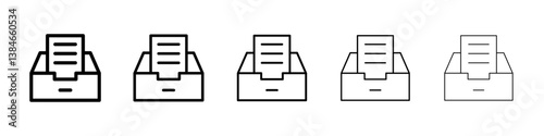 Archive icons vectors set in different stroke lines