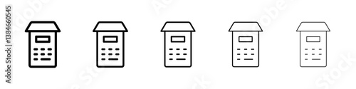 ATM icons vectors set in different stroke lines