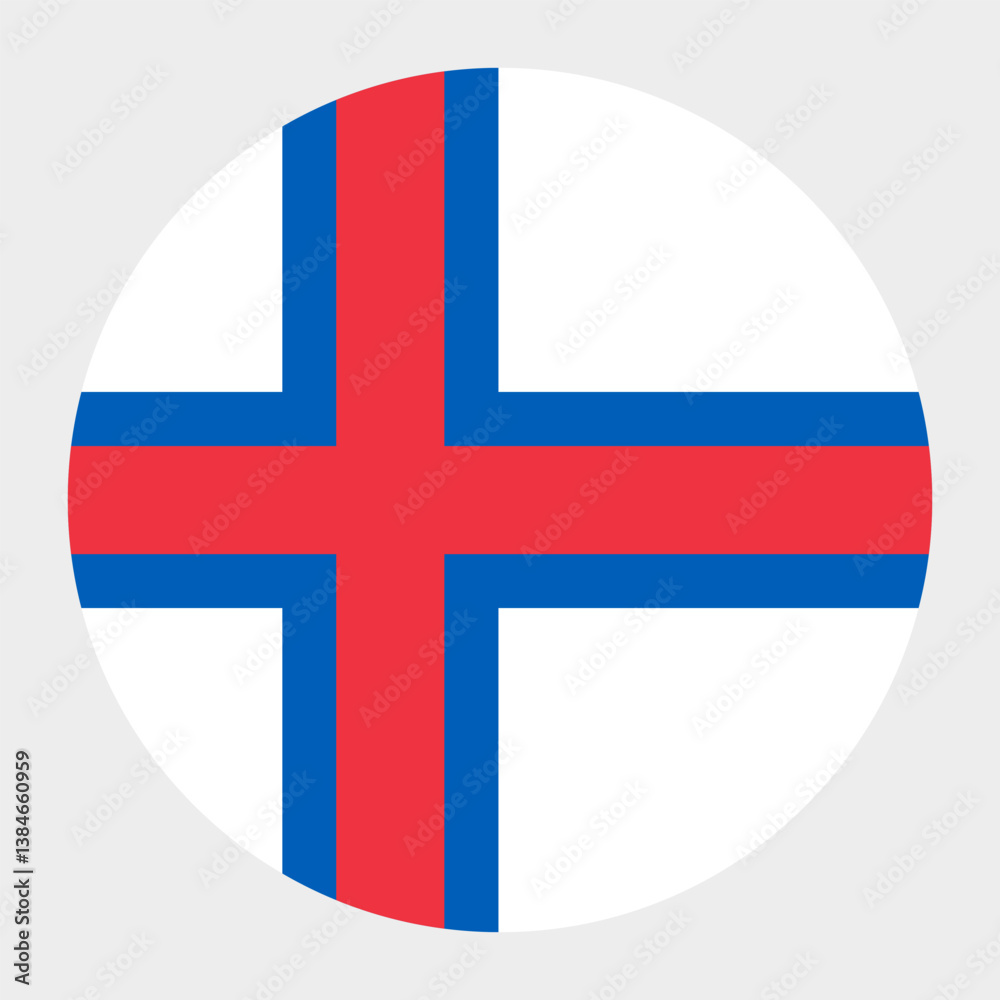 Obraz premium Faroe Islands flag. Button flag icon. Standard color. Circle icon flag. Computer illustration. Digital illustration. Vector illustration.