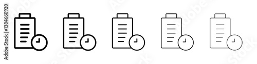 Battery life icons vectors set in different stroke lines