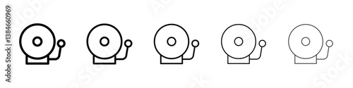 Bell school icons vectors set in different stroke lines