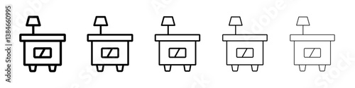 Bedside table icons vectors set in different stroke lines