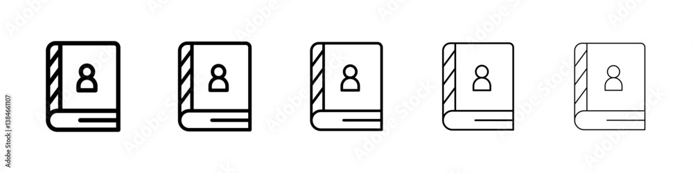 Biography icons vectors set in different stroke lines Biography icons vectors set in different stroke lines