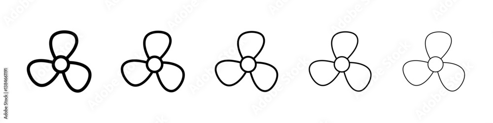 Boat screw icons vectors set in different stroke lines Boat screw icons vectors set in different stroke lines