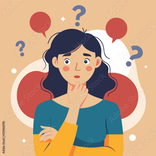 girl thinking vector illustration