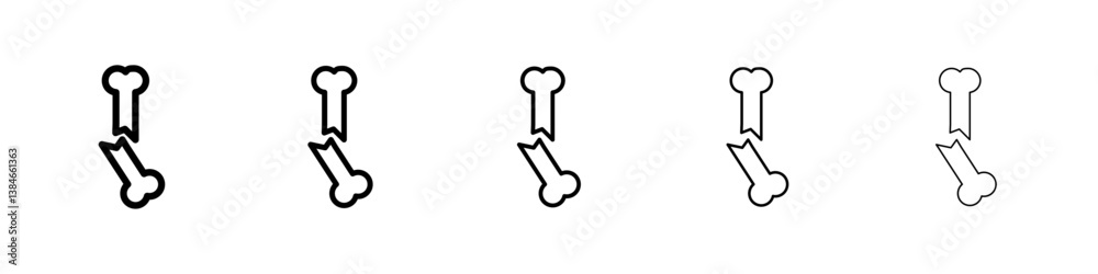 Broken bone icons vectors set in different stroke lines Broken bone icons vectors set in different stroke lines