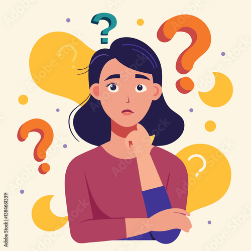 girl thinking vector illustration