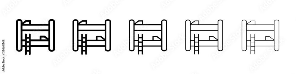 Bunk bed icons vectors set in different stroke lines Bunk bed icons vectors set in different stroke lines