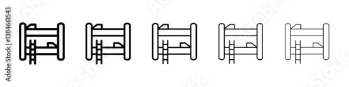 Bunk bed icons vectors set in different stroke lines