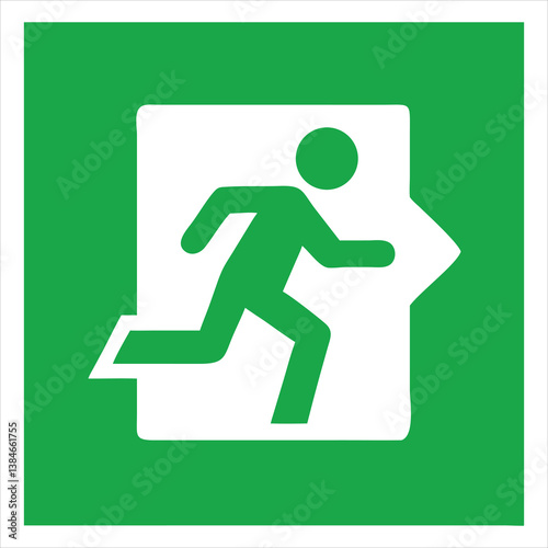 Classic Emergency Exit Vector Icon with Running Figure and Doorway for Safety and Evacuation Plans

