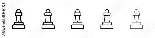 Chess pawn icons vectors set in different stroke lines