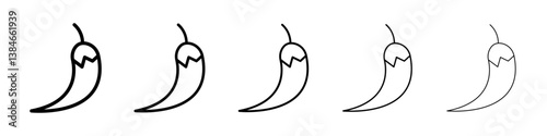 Chili icons vectors set in different stroke lines