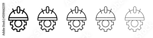 Construction worker icons vectors set in different stroke lines