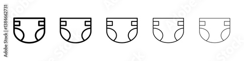 Diaper icons vectors set in different stroke lines
