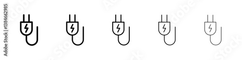 Electric plug icons vectors set in different stroke lines