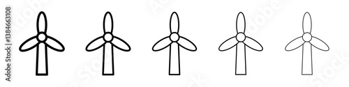 Eolic energy icons vectors set in different stroke lines
