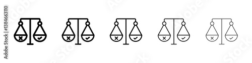 Ethics icons vectors set in different stroke lines