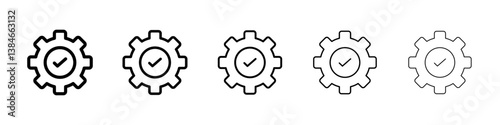Execution icons vectors set in different stroke lines