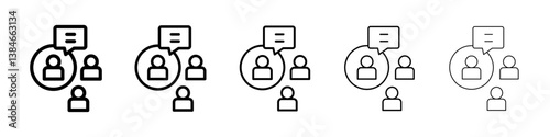 Expert opinion icons vectors set in different stroke lines