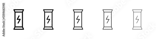Energy bar icons vectors set in different stroke lines