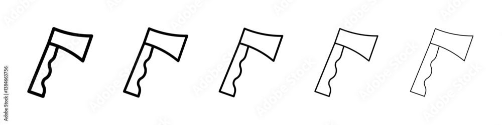 Hatchet icons vectors set in different stroke lines Hatchet icons vectors set in different stroke lines