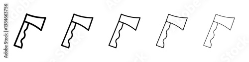 Hatchet icons vectors set in different stroke lines