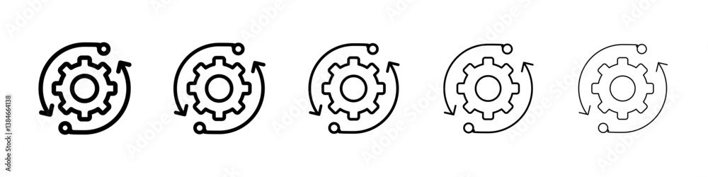 Implementation icons vectors set in different stroke lines Implementation icons vectors set in different stroke lines