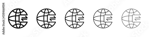 Import and export icons vectors set in different stroke lines