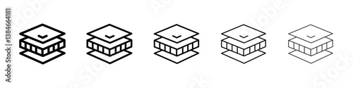 Insulation icons vectors set in different stroke lines