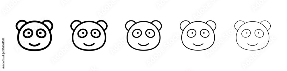 Panda icons vectors set in different stroke lines Panda icons vectors set in different stroke lines
