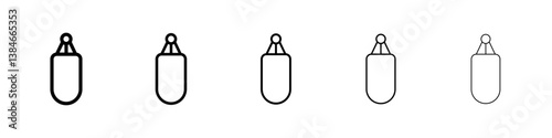 Punching bag icons vectors set in different stroke lines