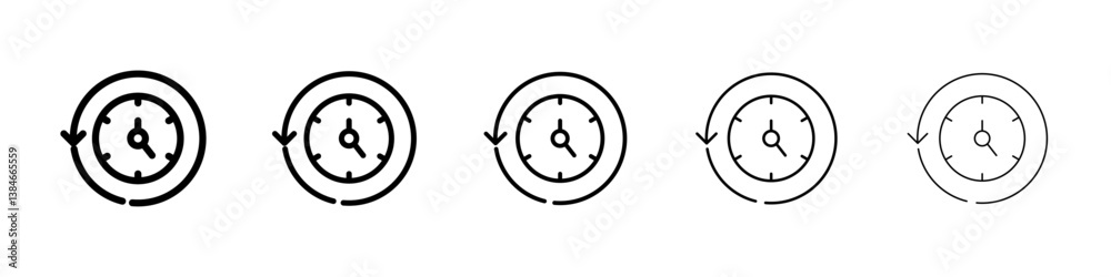 Rewind time icons vectors set in different stroke lines Rewind time icons vectors set in different stroke lines