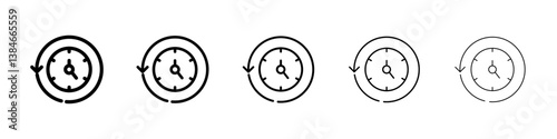 Rewind time icons vectors set in different stroke lines