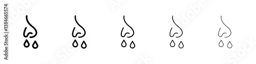 Runny nose icons vectors set in different stroke lines