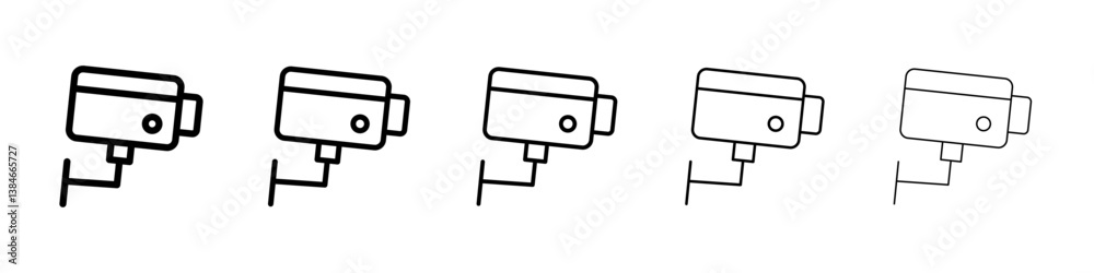 Security camera icons vectors set in different stroke lines Security camera icons vectors set in different stroke lines