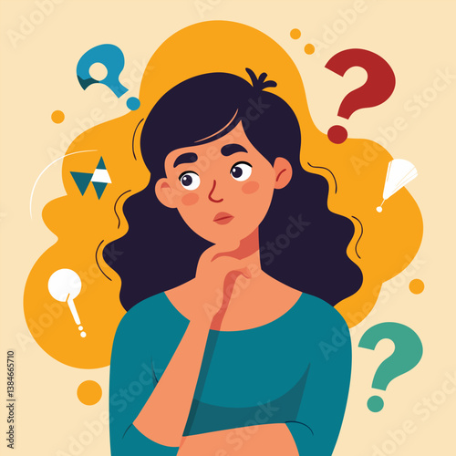 girl thinking vector illustration