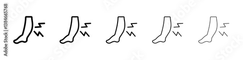 Shin pain icons vectors set in different stroke lines