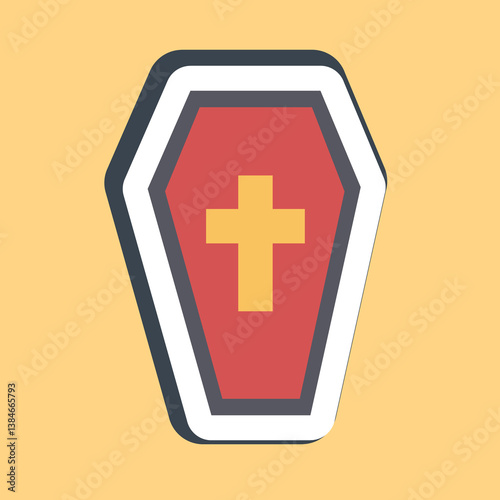 Sticker coffin. Day of the dead celebration elements. Good for prints, posters, logo, party decoration, greeting card, etc.